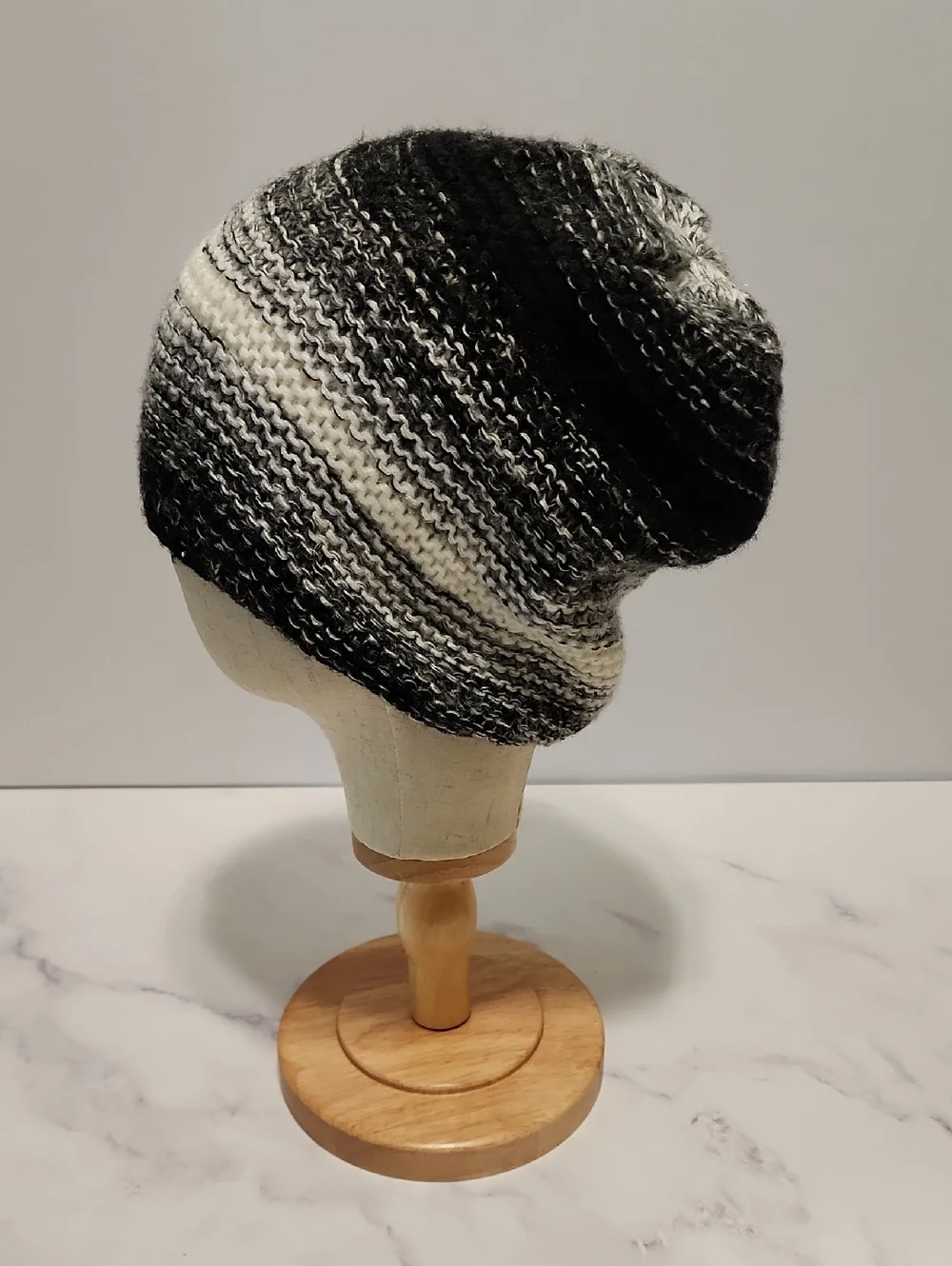Calvin Klein Black  Gray and White Knit Beanie
